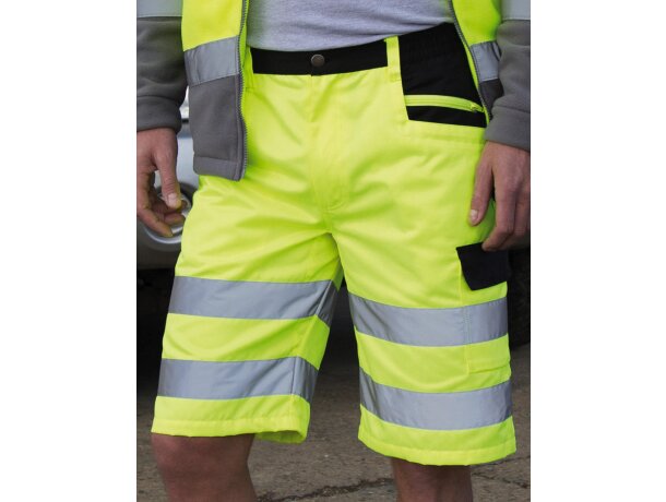 Pantalon corto de trabajo Safety Cargo Amarillo fluorescente detalle 1