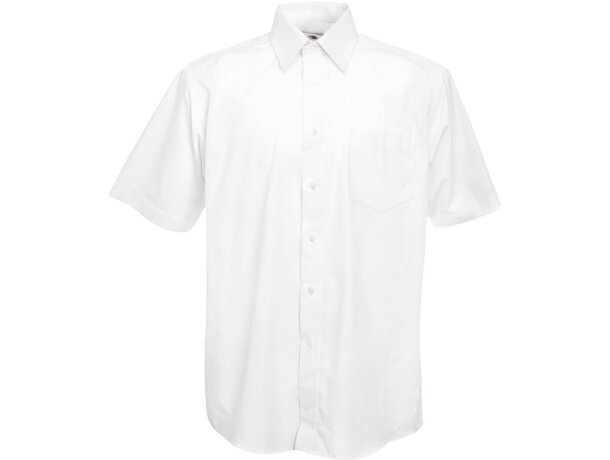 Camisa popelin personalizadas manga corta hombre mezcla algodón Azul medio detalle 5