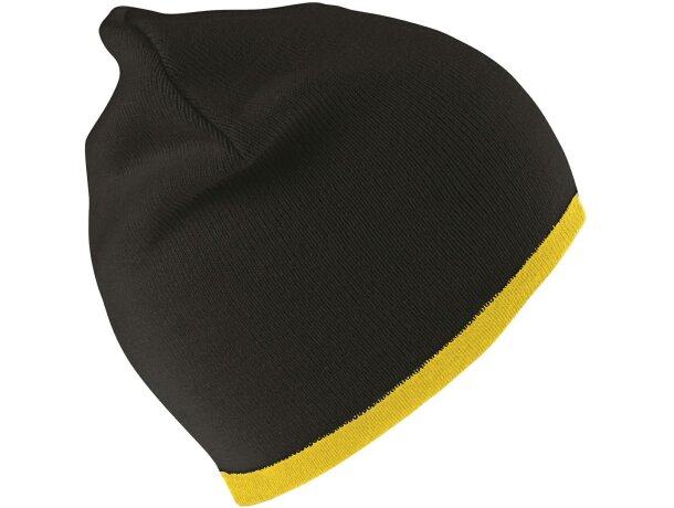 Gorro de punto en colores combinados Verde vivo/negro detalle 3