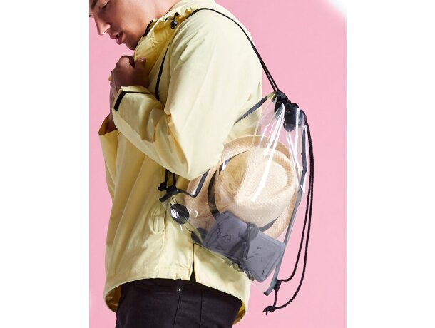 Mochila Clear Gymsac Natural/fucsia detalle 3