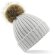 Fur Pom Pom Chunky Beanie personalizado gris claro