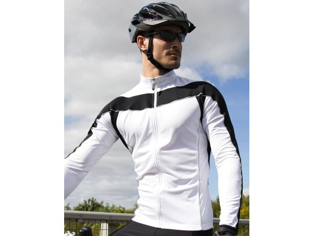 Top Ciclismo manga larga hombre Blanco/negro detalle 1