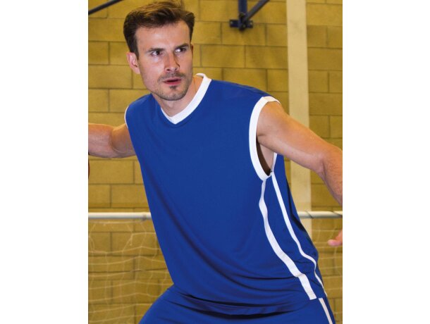Camiseta técnica de baloncesto sin mangas 135 gr Azul claro/gris oscuro detalle 1