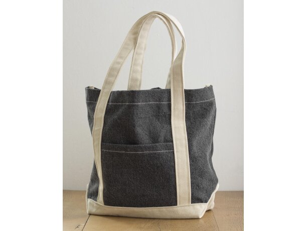 Bolsa ecológica de algodón orgánico Denim con efecto stonewash