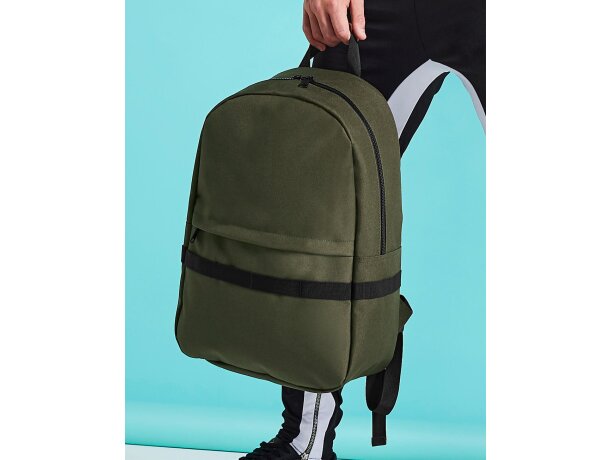 Mochila infantil poliéster con bolsillo delantero Verde militar detalle 3