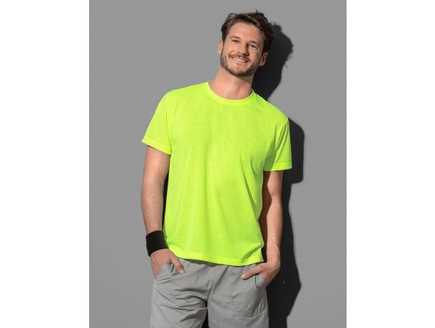 Camiseta técnica de hombre 160 gr Amarillo de alta visibilidad detalle 5