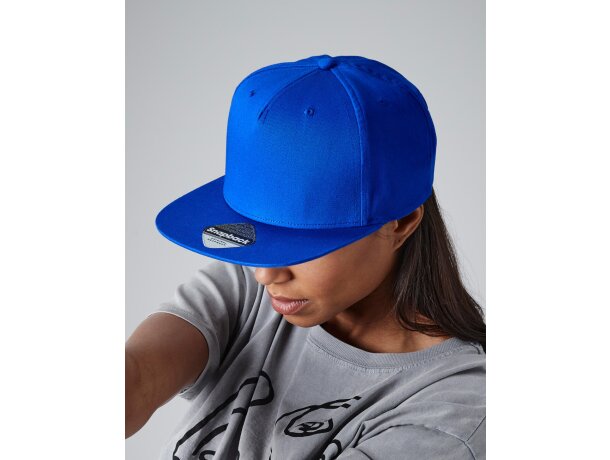 Gorra estilo rapero de 5 paneles Azul royal brillante detalle 1