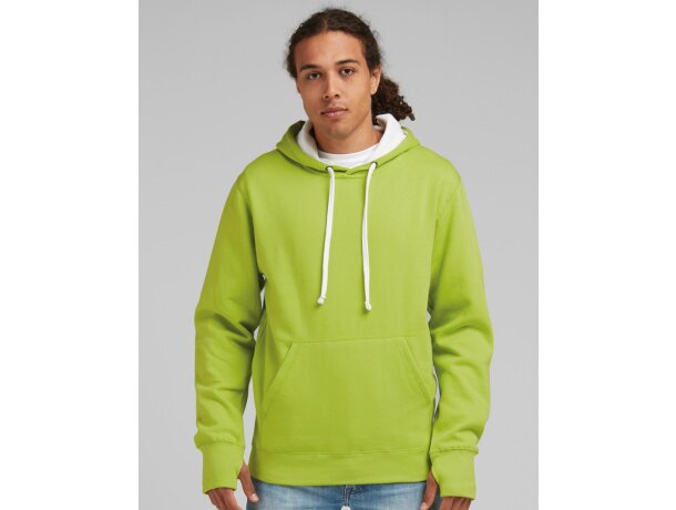 Sudadera unisex contrastada Verde lima/azul royal detalle 2