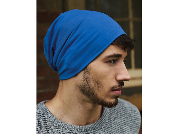 Gorro de algodón Slouch Beanie Azul zafiro detalle 2