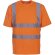 Camiseta unisex con franjas reflectantes personalizada naranja fluor