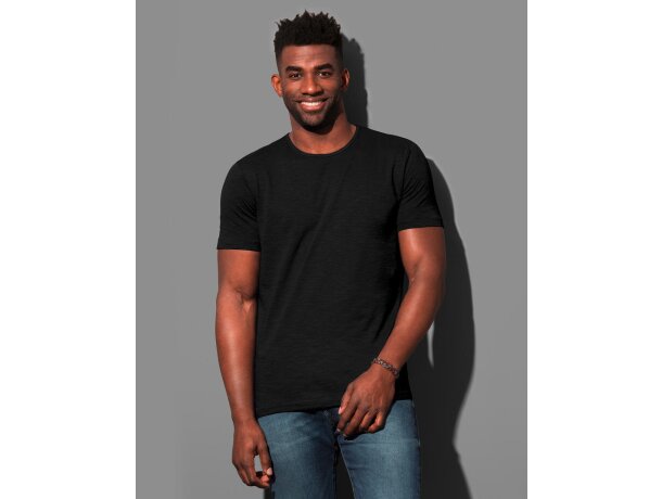 Camiseta de hombre ligera 135 gr Negro opalo detalle 1