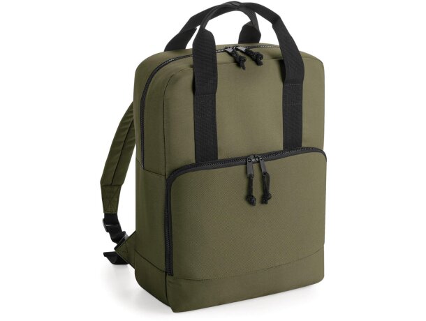 Mochila con Asas Twin Reciclada Verde militar detalle 7