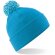 Gorro con pom pom unisex plegable Azul royal/negro