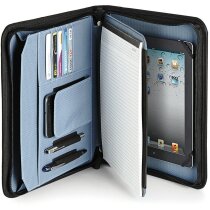 Portafolios con soporte para tablet y bloc de notas negra barata