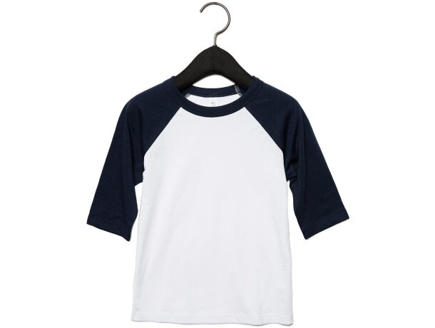 Camiseta bebé personalizada baseball raglán manga 3/4 Triblend Negro/carbon detalle 6