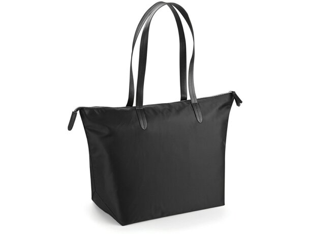 Bolsa de poliéster con asas largas barata negra Bolsa de poliéster con asas largas barata negra