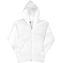 Sudadera de niño con capucha y cremallera grabada blanca