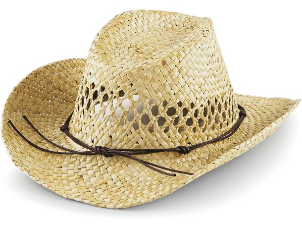Sombrero fabricado en paja estilo vaquero personalizado natural Sombrero fabricado en paja estilo vaquero personalizado natural