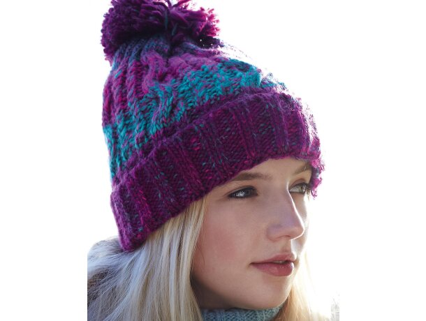 Gorro de invierno económico poliacrílico con base doblada Corkscrew Rosa dubarry detalle 6