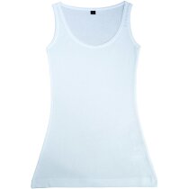 Camiseta de mujer en algodón orgánico de tirantes con logo blanca Camiseta de mujer en algodón orgánico de tirantes con logo blanca
