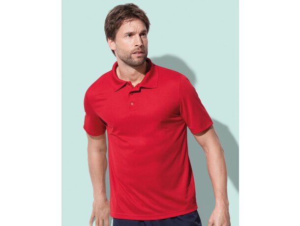 Polo de manga corta unisex 135 gr Rojo carmesí detalle 5