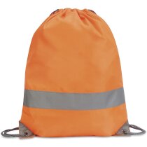 Mochila alta visibilidad de poliéster con cordones naranja fluor Mochila alta visibilidad de poliéster con cordones naranja fluor