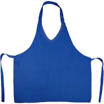 Delantal peto cuello V ajustable color azul mujer