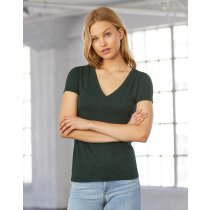 Camiseta cuello en V de mujer naranja