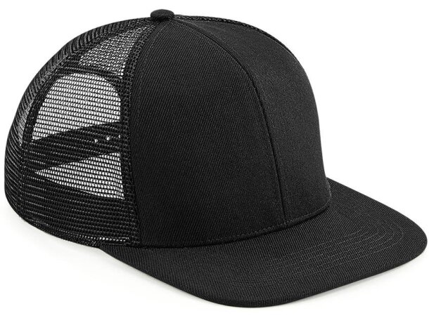 Gorras planas poliéster de malla y visera ajustable retro Original Flat Verde oliva/negro detalle 3