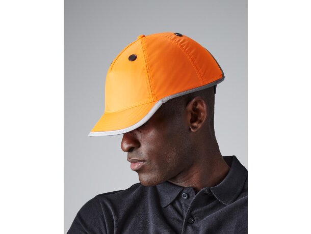 Gorra con tapa removible estilo innovador. Disponible para merchandising Naranja fluor detalle 4