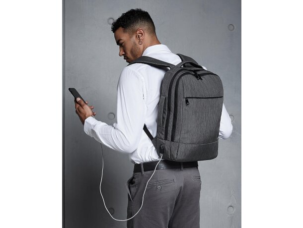 Mochila convertible 100% de poliester Gris/negro detalle 7