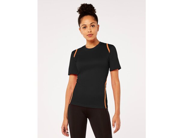 Camiseta de mujer manga corta detalles de color 135 gr con logo