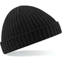 Gorro canalé retro con impresión disponible negro