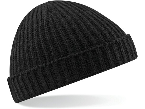 Gorro con dobladillo acrílico personalizado negro