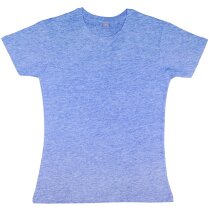 Camiseta entallada de mujer manga corta grabada azul Camiseta entallada de mujer manga corta grabada azul