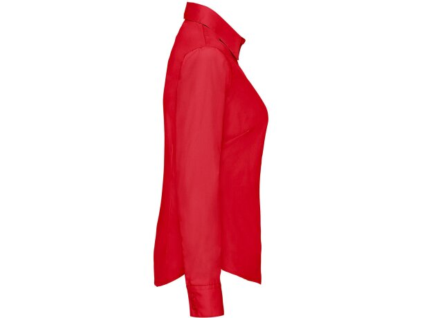 Camisa Popelin manga larga mujer Rojo detalle 4