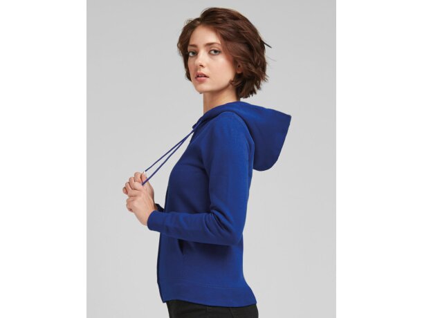 Sudadera con capucha y cremallera entera de mujer Azul royal detalle 1