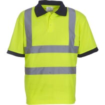 Polo de poliester con bandas reflectantes y con botones