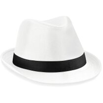 Sombrero de poliester con cinta de refuerzo interior barato blanco/negro Sombrero de poliester con cinta de refuerzo interior barato blanco/negro