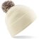 Gorro con pom pom unisex plegable Natural/verde lima