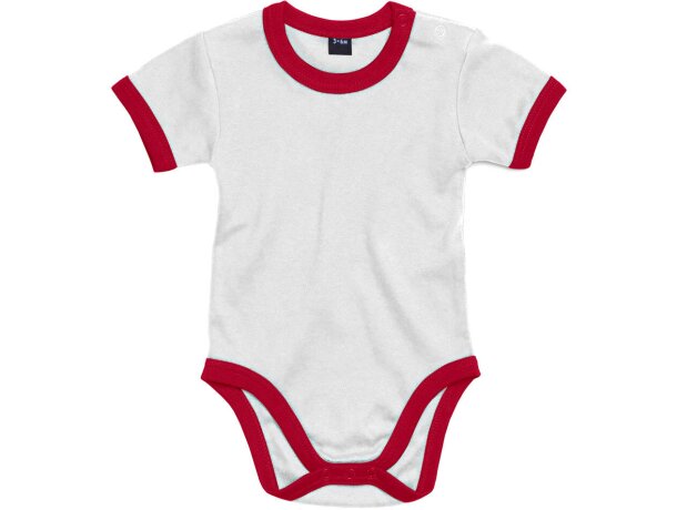 Body bebé Ringer algodón orgánico certificado con detalles color Blanco/blanco detalle 2