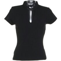 Camiseta cuello mandarin escote en V negra