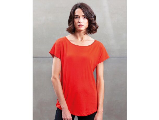 Camiseta Holgada mujer Rojo pimiento detalle 4