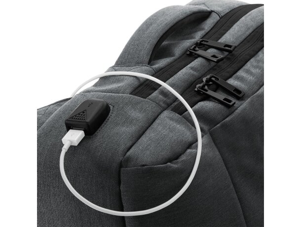 Mochila convertible 100% de poliester Gris/negro detalle 3