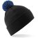 Gorro con pom pom unisex plegable Negro/azul royal brillante