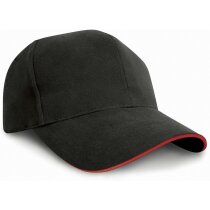 Gorra en algodón de 300 gr con cierre de netal personalizada negro y rojo