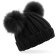 Gorro con dos pompones polipiel niño Negro detalle 2