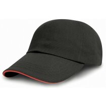 Gorra de 300 gr en algodón personalizada negro y rojo