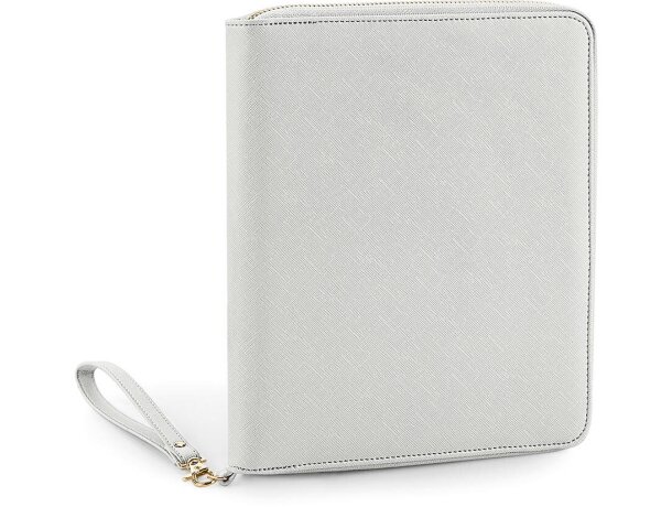 Carteras personalizadas con cierre de cremallera de cuero Gris sueve detalle 4