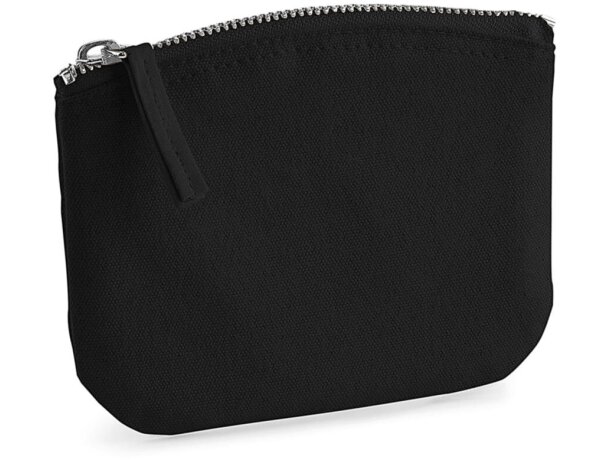 Monederos 100% algod&oacute;n org&aacute;nico con cremallera de tela 407 g/m2 Negro detalle 3